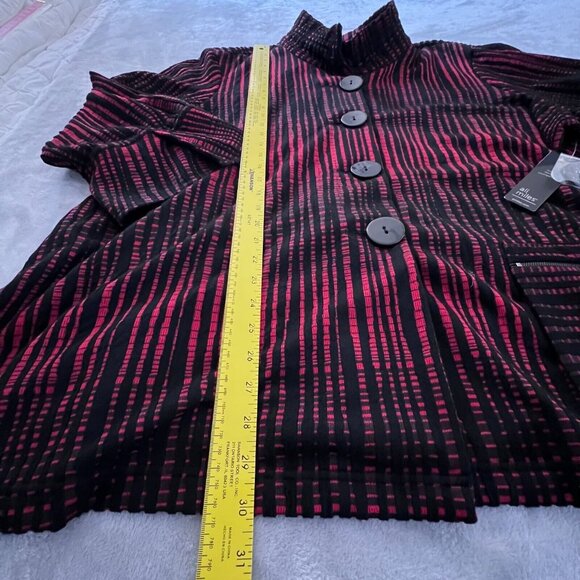 Ali Miles Womens Jacket Sz 3X Striped Art to Wear Wearable Art Red Black Stretch - Picture 5 of 12